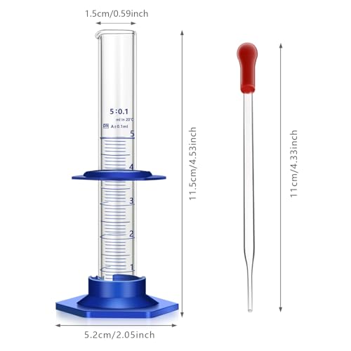 Thick Glass Graduated Cylinder Measuring Liquid Lab Cylinders with Anti-falling Plastic Base and Bumper Guards (glass, 5ML) by Qesdaoxu - Used condition - Image 2