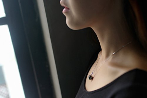 Paialco 18K White Gold Cultured Tahitian Black Pearl Pendant Necklace with 18" Chain, Round 9-10MM4