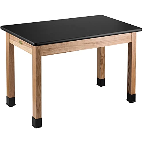 National Public Seating NPS 24x60 Adjustable Glides Wood Science Lab Table with HPL Top in Black