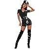 Deguisement Policiere Halloween Femme Costume Policier Sexy Tenue Policiere Costume De Policiere Femme 5 Pcs Officier De Police Complet Avec Chapeau, Menottes, Ceinture Et Matraque,Tenue Moulante