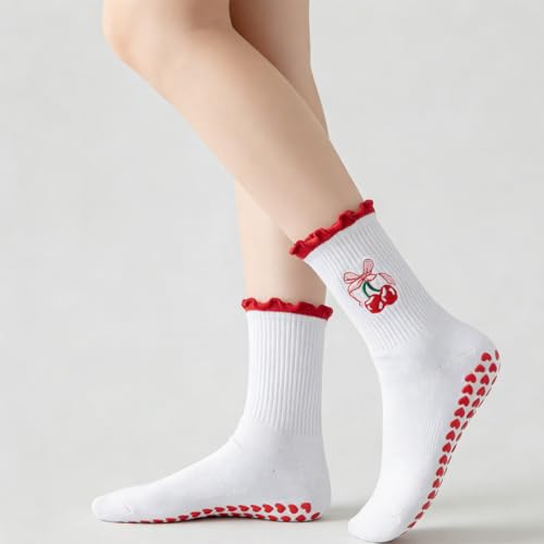 Image of Grip Socks Pilates,Cute Pilates Socks for Women, Ruffle Grippy Sock for Yoga Barre Hospital