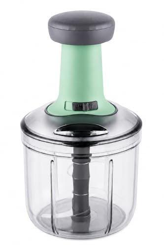 Image of Chopper for Kitchen Use 900 ML, Push Chopper with 4 Blades, Vegetable Chopper Kitchen Items for Home Cutting Vegetables, Onion, Ginger, Garlic, Salad, Tomato, Potato (Multicolour)