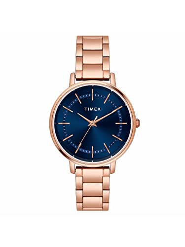 TIMEX Classics Collection 3 Hands Women’s Analog Blue Dial Coloured Quartz Watch, Round Dial with 34mm Case Width – TWEL15804