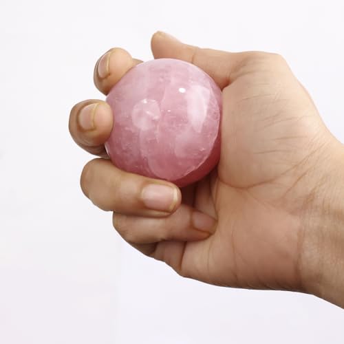 Image of Rose Quartz Crystal Sphere Ball 100-150 Gm for Spiritual Gifting & Home Decor | Gemstone Showpiece Figurine for Feng Shui, Vastu & Reiki Meditation | Natural Healing Crystal Stone for Love & Peace