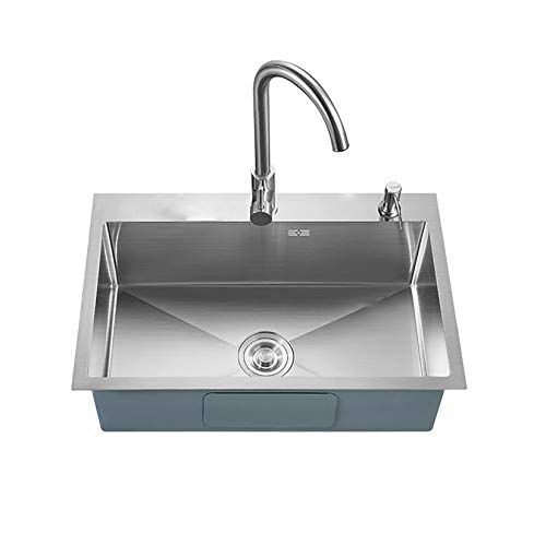 Edelstahlspüle Küche Einzelschüssel mit Abwasserkanal Wasserhahn Inset Quadratische Spüle