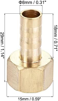 sourcing map Brass Barb Hose Fitting Connector Adapter 8mm Barbed x G1/4 Female Pipe with Hose Clamp 2Set