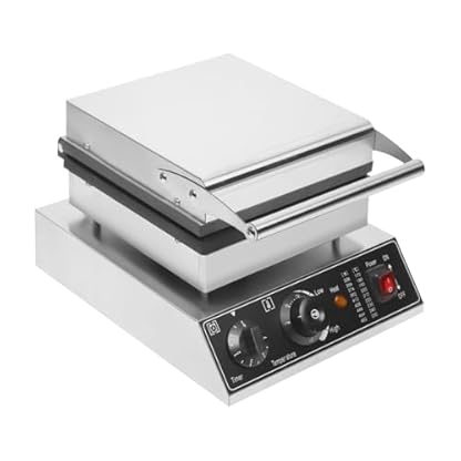 1750W Waffeleisen, kommerzielles Waffeleisen, Temperatur- und Zeitregelung, Edelstahl, Zeitschaltuhr 0~5 Min, Temperaturbereich 50~300℃ für Restaurant Bäckerei Snackbar 4 runde Waffeln – Bild 4