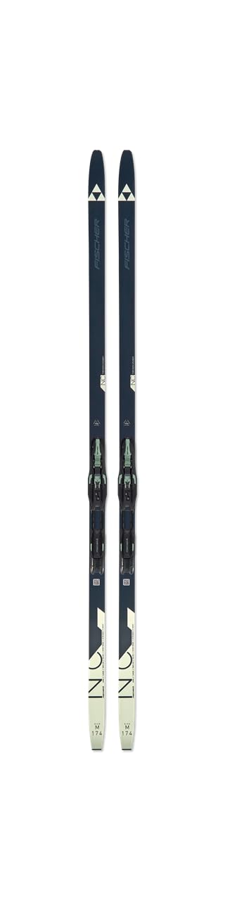 Fischer Twin Skin Cruiser EF Cross Country Skis w/ Control Step-in Binding (Dark Blue/Sand, Large)