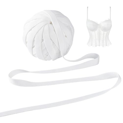 PH PandaHall 20m Bügel Korsett Stäbchen Gurtband Stoffbezogen Korsett Stäbchen Hohlband Zum Nähen Handarbeiten 3/8' breit Weiß