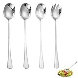 SHYSBV 4 Stück Salatbesteck Set, bestehend aus Edelstahl Salatlöffel und Salatgabel, Salatbesteck Set, spülmaschinenfest, geeignet für Haushalte, Hotels und Restaurants.