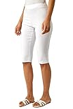 Roman Knee Length Shorts for Women UK - Ladies Cropped Capri Stretch Bengaline Pants Crop Trousers Summer Legging Lounge Essentials Elasticated Casual Clothes - White - Size 12