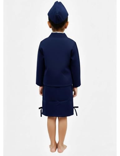 Image of BookMyCostume Airline Air Hostess Kids Fancy Dress Costume for Girls - Blue 3-4 years