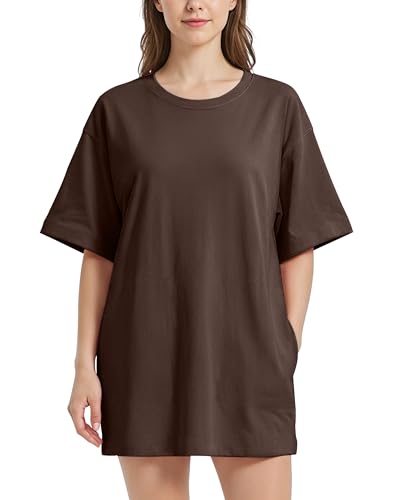Image of VIUTIL Womens Oversized T Shirt Dress Short Sleeve Crewneck Cotton Mini Dress with Pockets 2026 Casual Summer Clothes