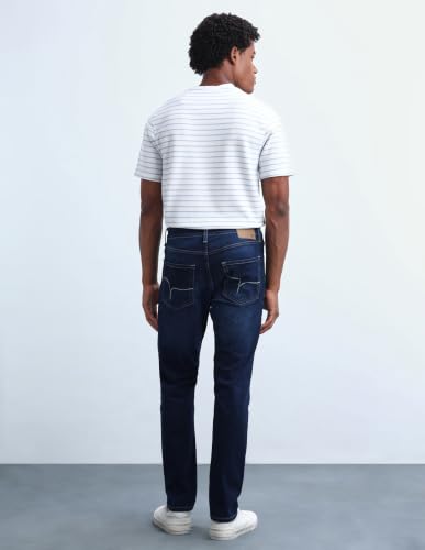 Image of Flying Machine Men's Slim Tapered Fit Jeans| Solid | Mid Rise | Stretchable | Jeans for Man
