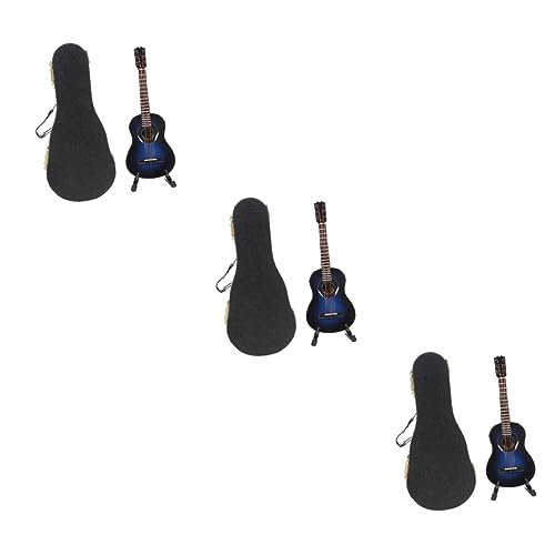 ifundom 3sets Miniature Guitar Model Brown Classical Guitar Decor for Dollhouse Tiny Musical Instrument Toy for Home Decoration and Present Present