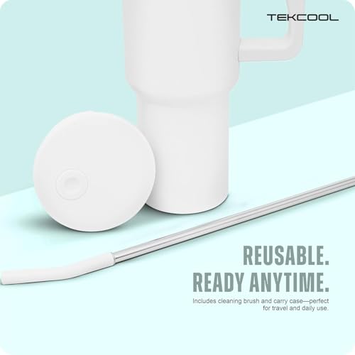 Image of Tumbler with lid and Straw 1200ML Cup Stainless Steel Hot and Cold with Handle and Lid 2 Straw Vacuum Insulated Tumbler for Water, Iced Tea or Coffee Office Gym Travelling