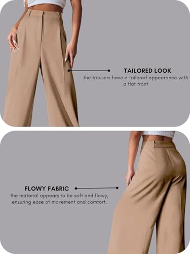 Image of GRECIILOOKS Women High Rise High Waist Trousers Flared Korean Style Formal Pants| Elegant Workwear for Office, College & Events (Available in Plus Size)