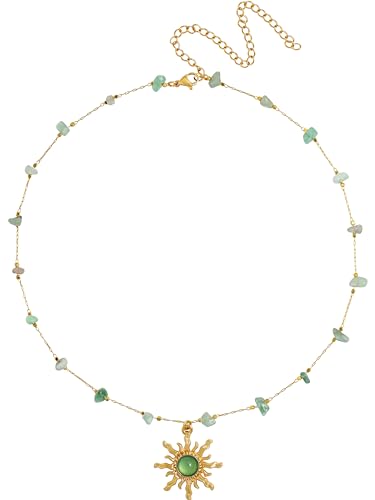 Sacina Sun Choker Necklace, Natural Crystal Necklace, Boho Hippie Jewelry, Christmas Jewelry Gift For Women