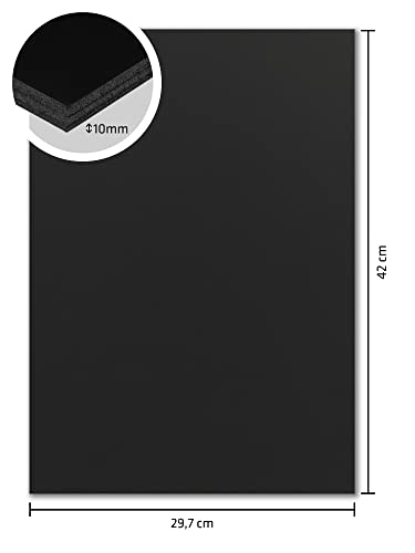 Kangaro Schaumstoffplatte DIN A3 Schwarz 29,7x42cm - 10mm - 5er Pack - DIY für Handwerk, Präsentation, Modellbau, Passepartout
