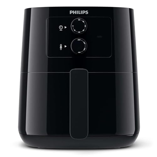Philips Essential Airfryer mit Fast Air Technologie, 4,1 L Fassungsvermögen, Analog-Funktionen, 12-in-1, 1400 W, Netzspannung 220 V, 50 Hz, schwarz, HD9200/90