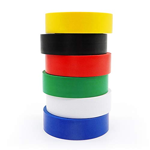 ALBOYI Multi Coloured Electrical Tape, Waterproof Insulation Tape PVC Electrical Insulating Tape, Adhesive Electric Tape for Repairing Broken Wires, Masking (6, 16mm x 10m)