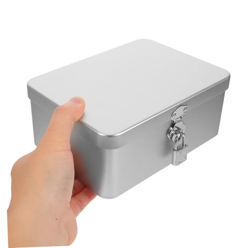 Toyvian Caja Metálica Vintage con Candado para Joyas y Objetos de Caja de Almacenamiento con Tapa para Escritorio Organizador Compacto y Seguro para Casa y Oficina Recipiente Duradero de - imagen 4