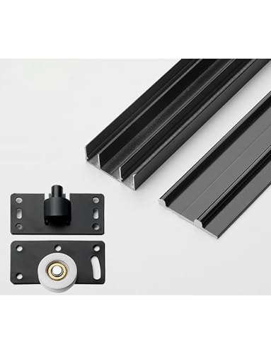 Riel de triple riel resistente para puerta corrediza, kit de herrajes de aleación de aluminio silencioso para armario y armario