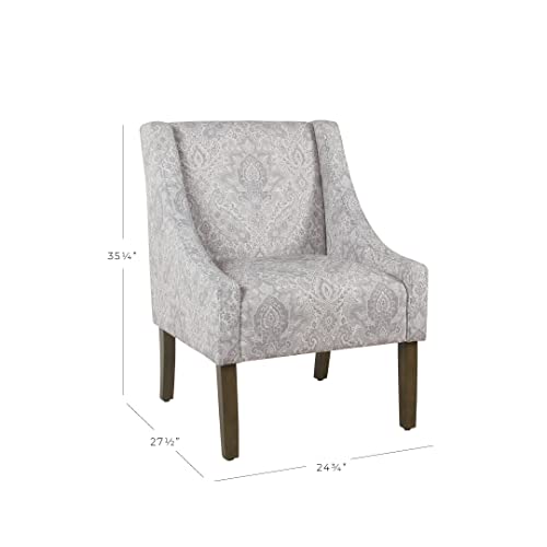 Image of HomePop Classic Swoop Arm Accent Chair - Gray Damask