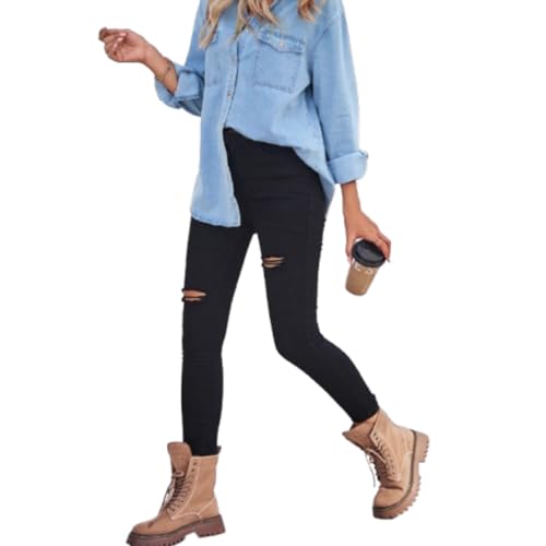 Super Stretchy Ripped Jeans Leggings Elastic Waist Denim Pants Good for Workout and Casual Daily2