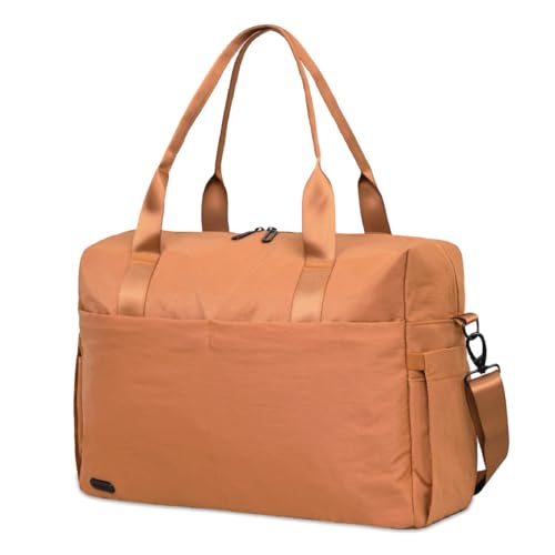 Image of Jadyn Austin Carry-On Travel Duffel Bag for Women, 18 inch Weekender Bag with Laptop Sleeve, Durable Material, and Trolley Sleeve, Ideal for Work, Gym, and Overnight Trips, Terracotta, 23L
