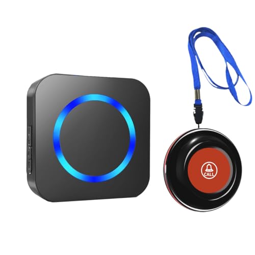Wireless Caregiver Pager Call Button,Nurse Alert System Call Bell with 1000FT Range,Plug and Play Waterproof Call Button for Home/Patient/Disabled Attention Pager