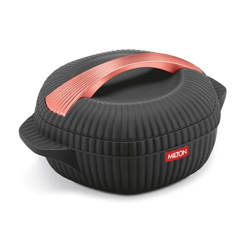 Image of MILTON Oyster 1500 PU Insulated Inner Stainless Steel Casserole, 1275 ml, Black, BPA Free, Food Grade, Hot and Cold, Easy to Carry, Easy to Store, Chapati, Roti, Curd Maker