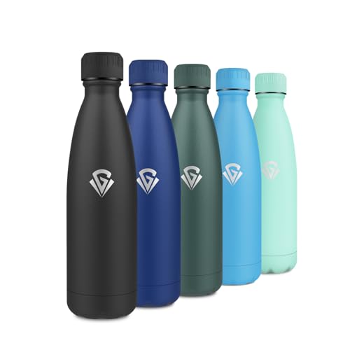 Bouteille Isotherme 500ml, Gourde Inox Double Paroi, Gourde Sport Réutilisable sans BPA, Bouteille Métal Étanche pour Sport, Bureau, École, Yoga, Camping,...