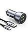 UGREEN Chargeur Voiture USB Rapide QC 3.0 36W 2 Ports Chargeur Allume Cigare 18W FCP AFC avec Câble Type C 1M Compatible avec Galaxy S22 S21 S20 A53 A13 A12, Xiaomi Redmi Note 10 Pro, Pixel 6 Pro