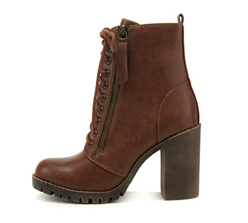 Image of Soda Women's Malia Faux Lace Up Chunky Lug Sole Combat Boot