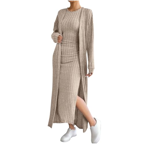 Maxi Dress Women Sweater Dress Set Knit Bodycon Dresses &