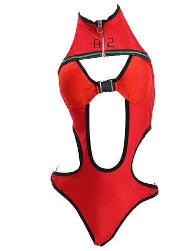 haikyuu Women Anime Swimsuit One Piece Swimsuit Cutout High Neck Bathing Suit Tummy Control Swimwear Cosplay Bodysuit