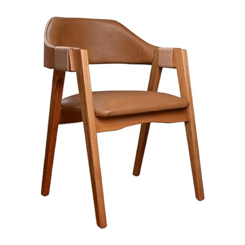 Cadeira de Jantar Com Encosto Curvo Base em Madeira Maciça Detalh...