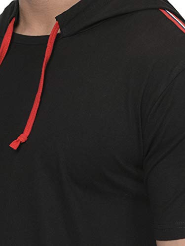 Image of GRITSTONES Men's Half Sleeves Hooded Taping T-Shirt GSHSHDTP2257