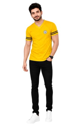 Image of Geum Men's Solid Half Sleeve V-Neck T-Shirt | Soft & Breathable Fabric | Regular Fit | Casual Everyday T-Shirt