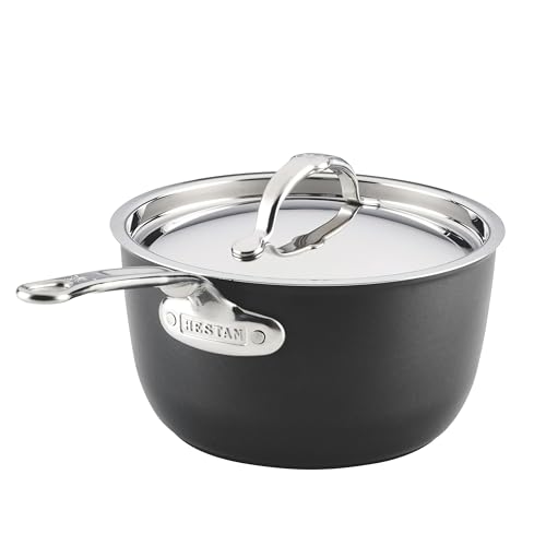 Hestan TITUM Fusion 3 Quart Nonstick Saucepan with Lid, Double Impact Stainless Steel Base & Aluminum Body, Induction Compatible, Made without PFOAs