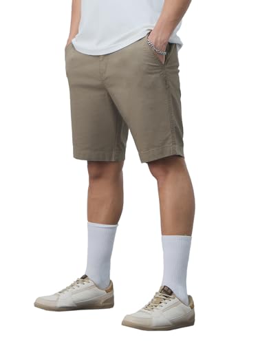 Image of The Souled Store Chino Shorts: Men and Boys Buttoned Solid Regular Fit Knee Length Cotton Blend Chino Shorts