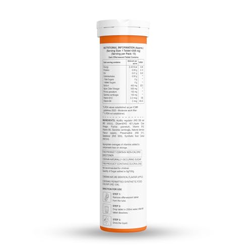 Image of Pure Nutrition ACV 60 Effervescent Tabs (15 x 4) for Weight Management & Gut Health | Apple Cider Vinegar with Mother, Vitamin B12 & Garcinia Cambogia To enhance metabolic function & Easy Digestion