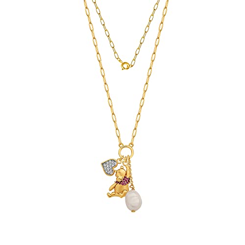 Disney Winnie the Pooh Necklace 18-Inch - Flash-Plated Necklace with Cubic Zirconia Heart, Cultured Freshwater Pearl, and Winnie the Pooh Charm - Winnie the Pooh Jewelry3