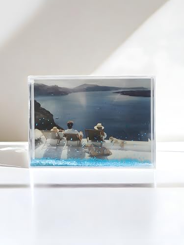 SH.DREAM Glitter Picture Frame Acrylic Picture Frame Liquid Photo Frames for Friends Family Couples Gift for Women (Blue Star) 5x7 inch