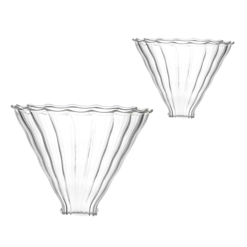 GETAJGHSD 2個 耐久性ガラス製コーヒードリッパー 小型ブラック 大型ブラック漏斗 手動抽出用高精フィルター ペーパーレス対応 家用ポアオー