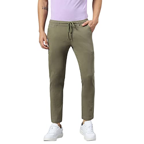 Image of Hubberholme Men's Tapered Fit Cotton Trousers, Ankle Length Elastic & Drawstring Waist Chinos