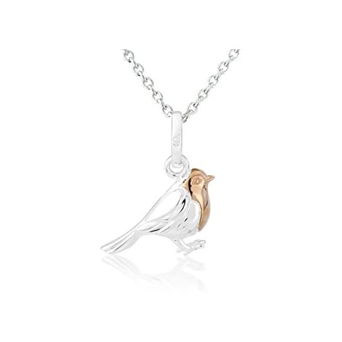 Gemma J Silver Robin Pendant with Rose Gold Cover