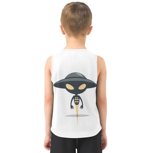 Boys Tank Top Shirts UFO Alien Funny Sleeveless T-Shirts Crew Neck for Kids Clothing Children3