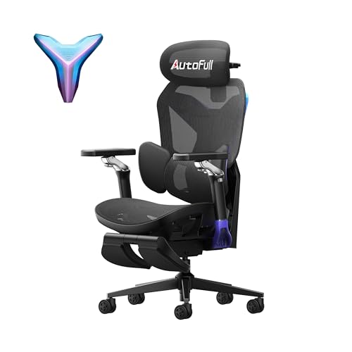 Migliori sedie da gaming AutoFull G7 Sedia ergonomica da gioco da ufficio, rete traspirante, supporto lombare Wraparound, 140° Zero-Gravity, con poggiapiedi, braccioli 4D e poggiatesta, max. 150 kg (laser LED)